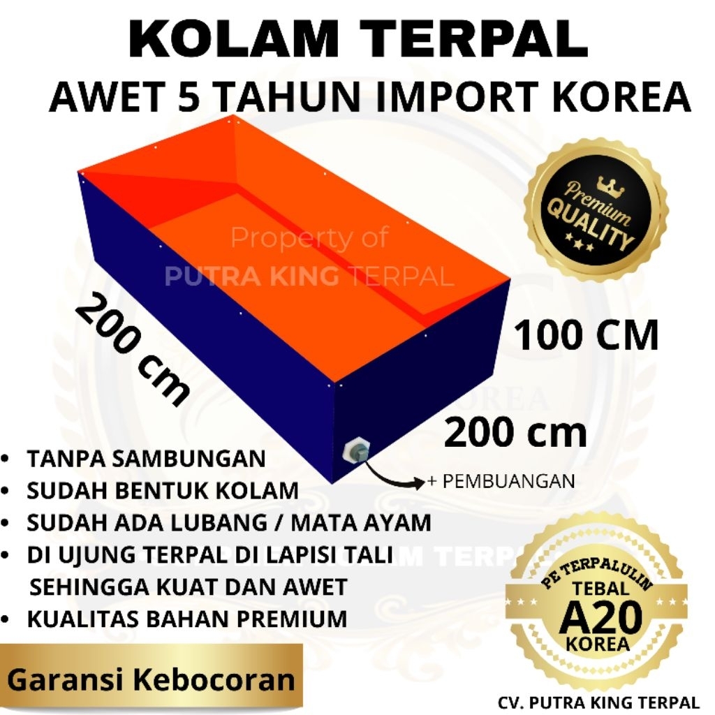 Kolam Terpal 200x200x100 / 200x200x100 / 2x2x1 / 2x2x1 Tebal A20 / A15 / A12 / A8 / A5 / A3 Kolam Te