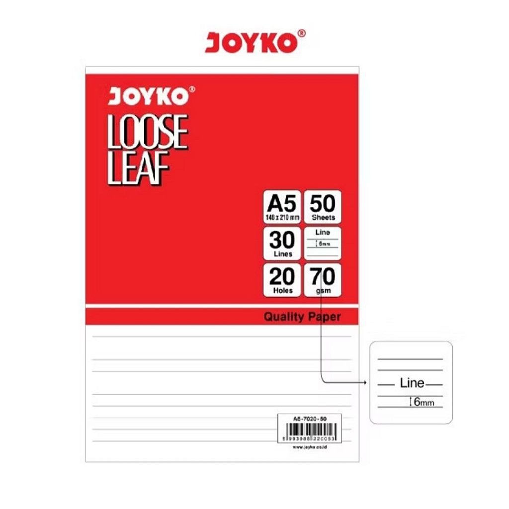 Kertas Binder A5 Joyko Loose Leaf 50 lembar 70 GSM putih