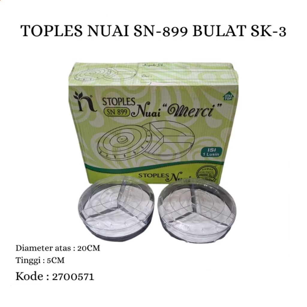 Toples Nuai 899 Sekat 3 - Toples Kue Kering Sekat 3 - Toples Nuai Sekat 3