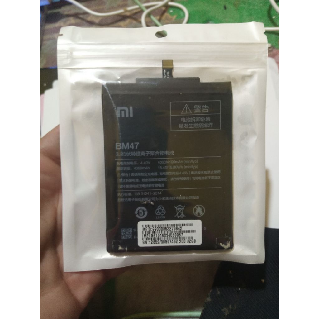 Baterai BM47 Redmi 3/3s/4x Original Cabutan Second