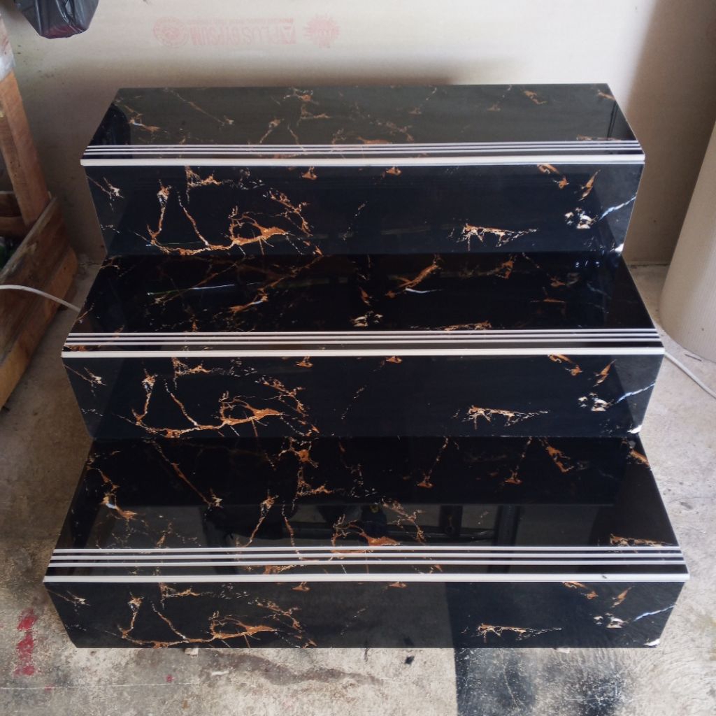(BROS) Granit Tangga 30x120 | 20x120 | Hitam Motif Emas Juragan