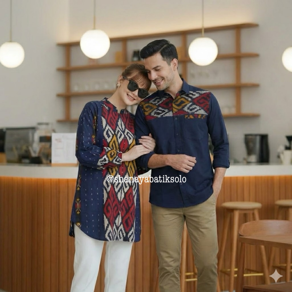 Shanaya Baju Batik Wanita Tunik Madania Tenun Original Zipper depan