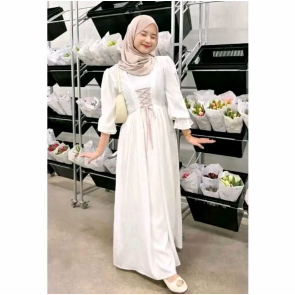 AINI DRESS SATIN/DRESS LEBARAN KEKINIAN/DRESS LEBARAN SATIN/GAMIS LEBARAN/DRESS KONDANGAN/DRESS BRID