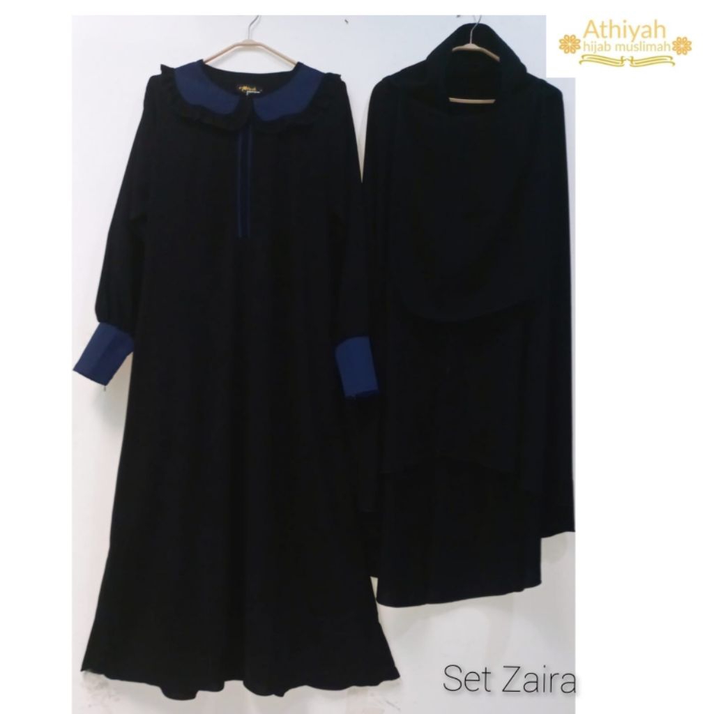 Set Gamis Syar'i jetblack  kiara