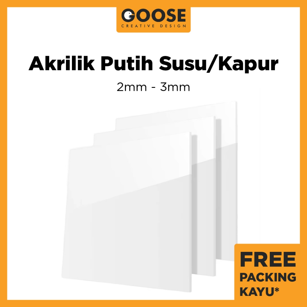 Lembaran Akrilik Putih Susu/Putih Kapur 2mm-3mm Ukuran A3