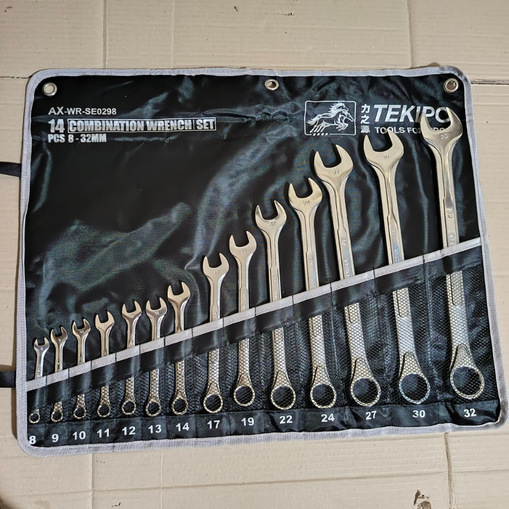 Kunci Ring Pas set/ 14 Pcs 8-32mm Kunci Pas Tekipo By Tekiro / Kunci Pas Serbaguna Set/Lengkap Perka