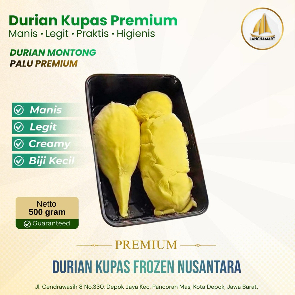 DURIAN KUPAS MONTONG BALI / DURIAN MONTONG PREMIUM / DURIAN MONTONG BALI SINGARAJA 500GRAM