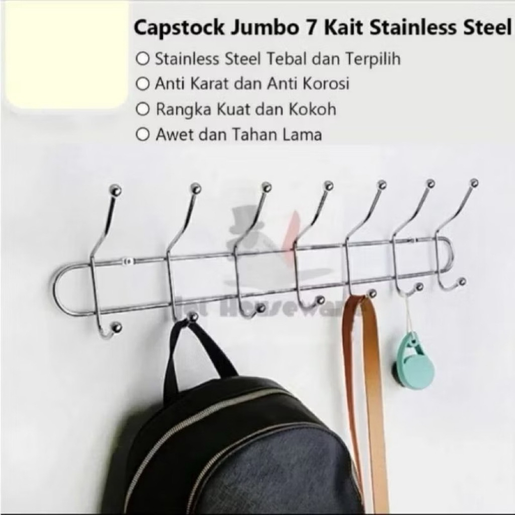 CAPSTOK JUMBO 7 KAIT STAINLESS STEEL / GANTUNGAN DINDING STENLIS
