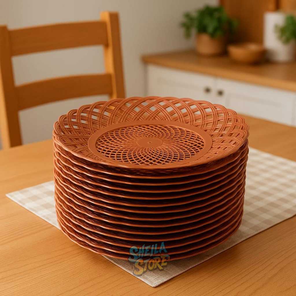 Piring Rotan Plastik 1 Lusin