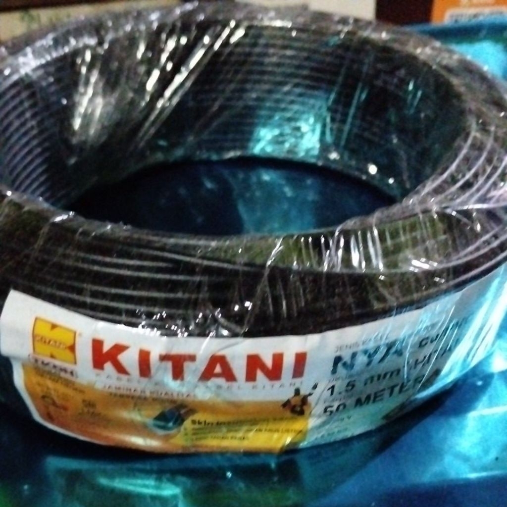 1roll kabel tunggang kitani nya 1.5mm 50m hitam & merah