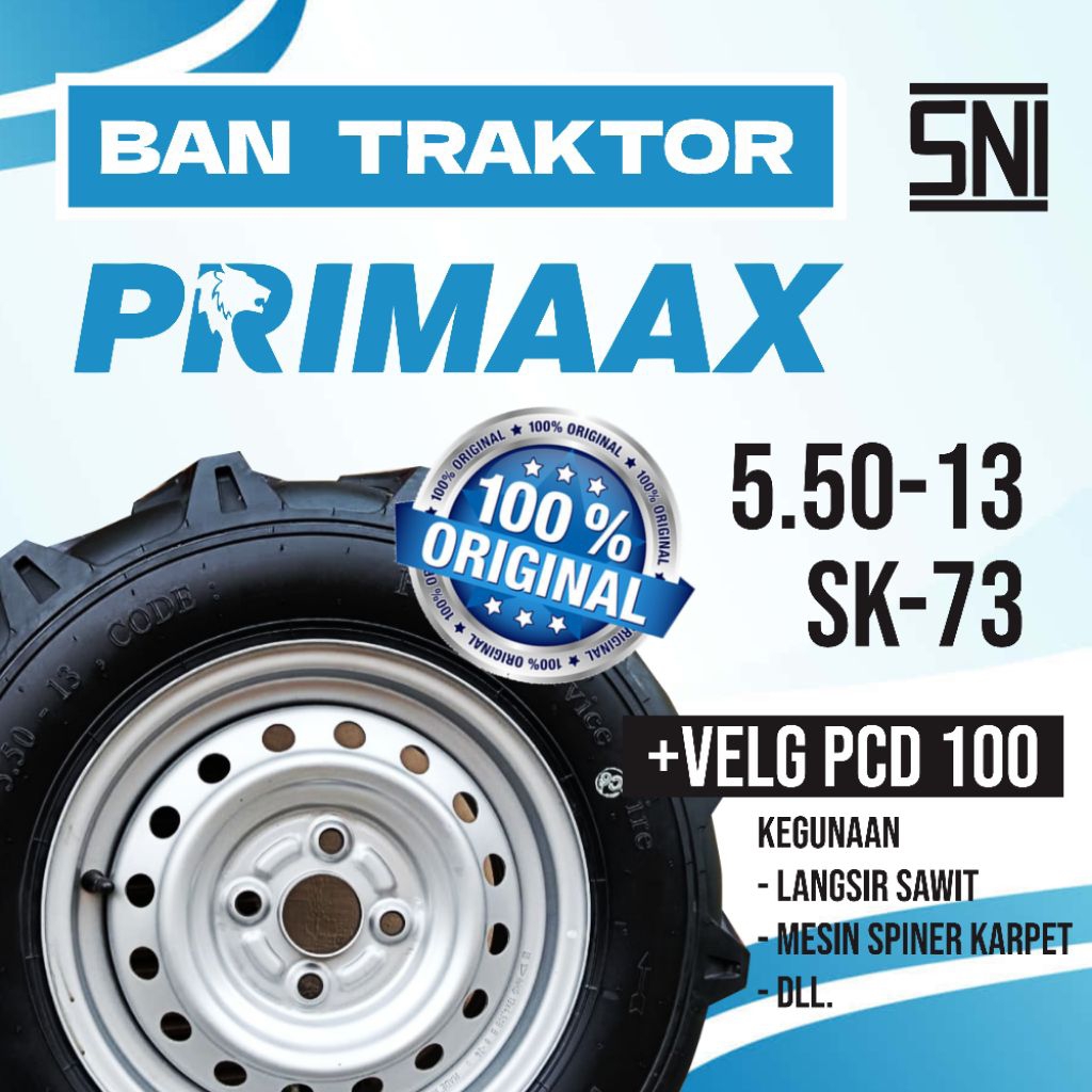 Original Primaax Ban Traktor + Velg 13 PCD 100 Langsir Sawit
