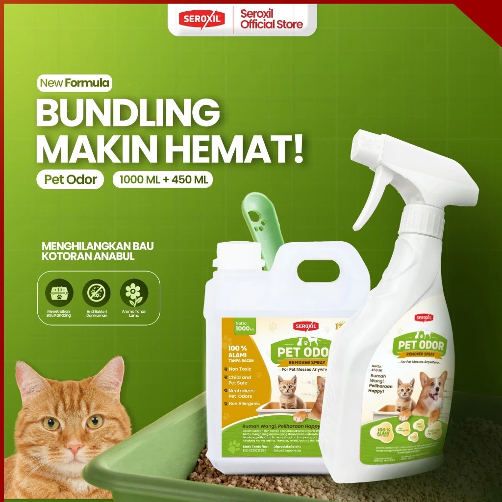 Seroxil Paket Penghilang Bau Kotoran Kucing 1000ml (Seroxil) / Penghilang Bau Kotoran Kucing