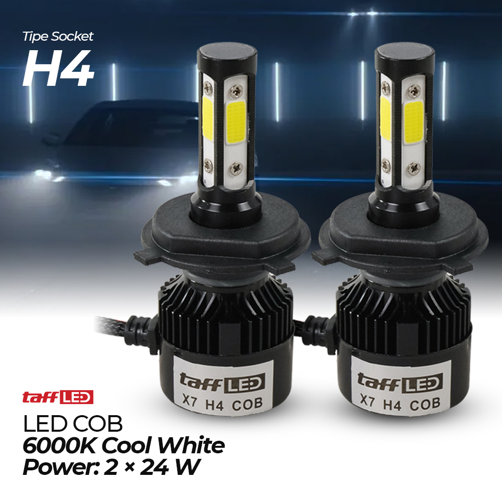 lampu untuk mobil X7 Lampu Depan Mobil LED COB Headlight H4 Cool White 2 PCS