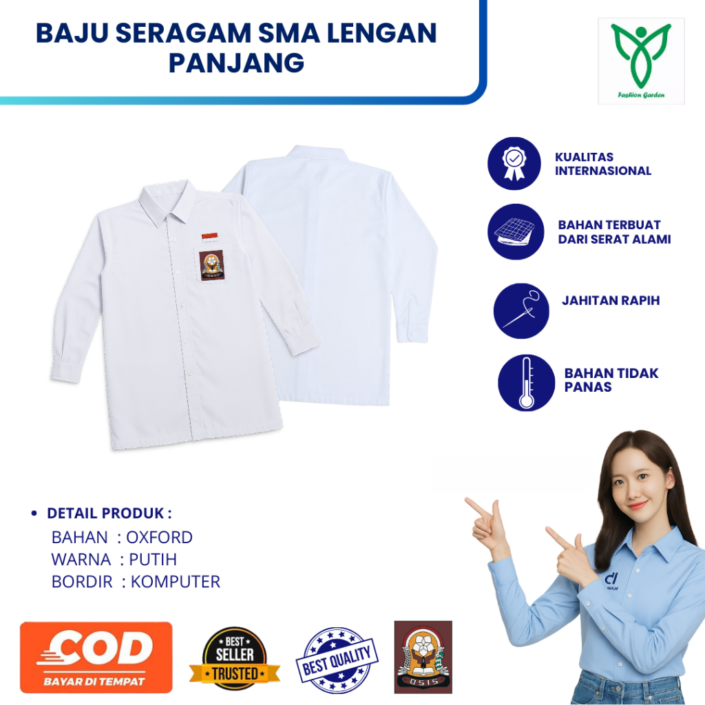 BAJU SERAGAM SMA LENGAN PANJANG MURAH | SERAGAM SMA MURAH BAJU SERAGAM SMA