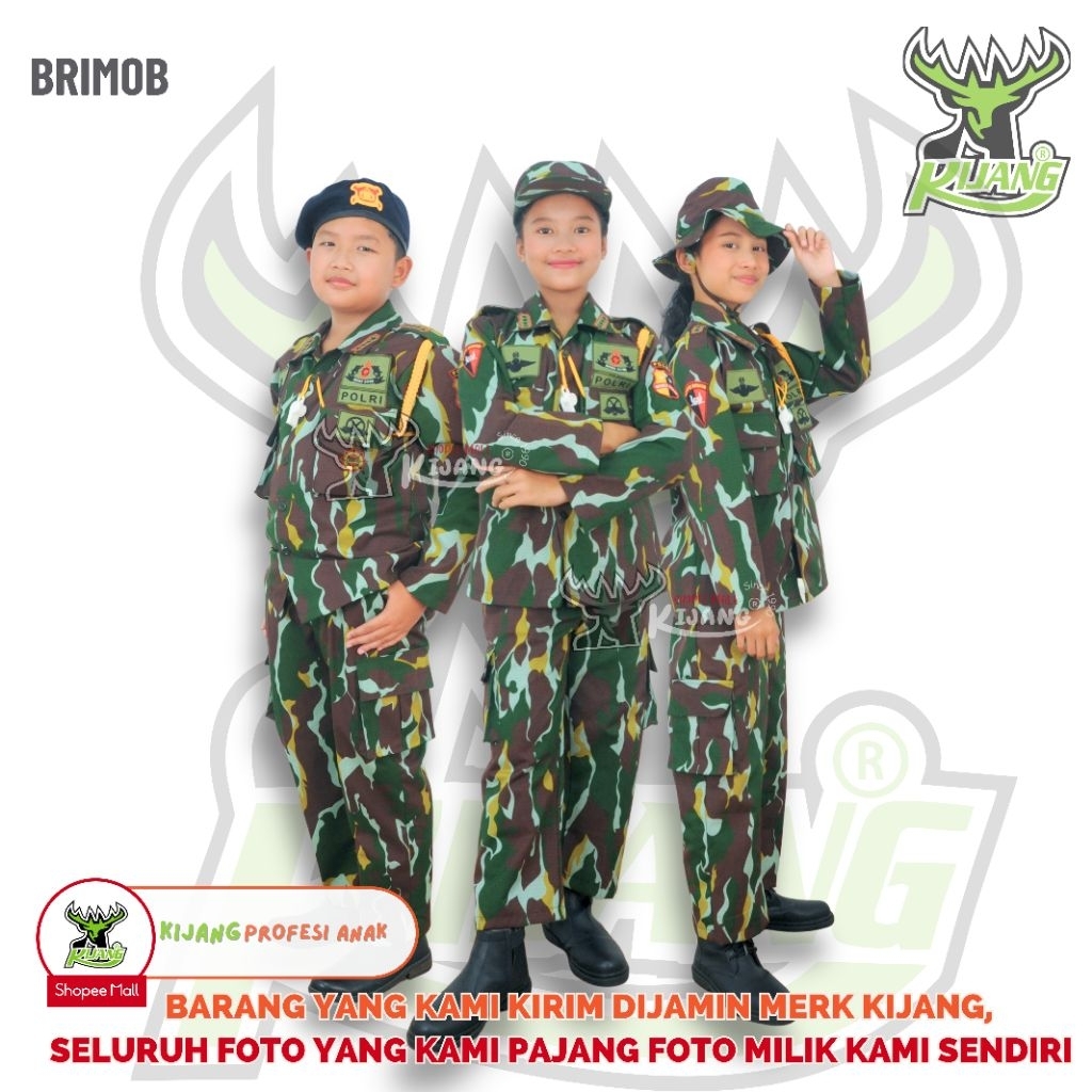 KIJANG TNI MOTIF BRIMOB PELOPOR, BISA UNTUK PUTERA - PUTERI (UNISEX) MERK KIJANG PELOPOR KOSTUM PROF