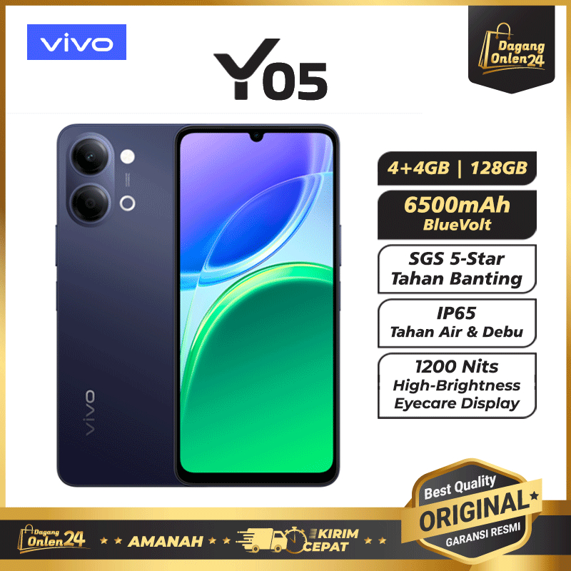 VIVO Y05 4/128GB HP Murah Original 100% Hape Android 1 Jutaan Tahan Banting Handphone Tebaru 2025