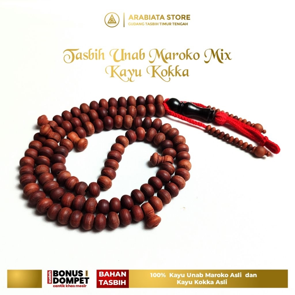 Tasbih Unab Maroko mix Yuser Laut Merah dan Kayu Kauka
