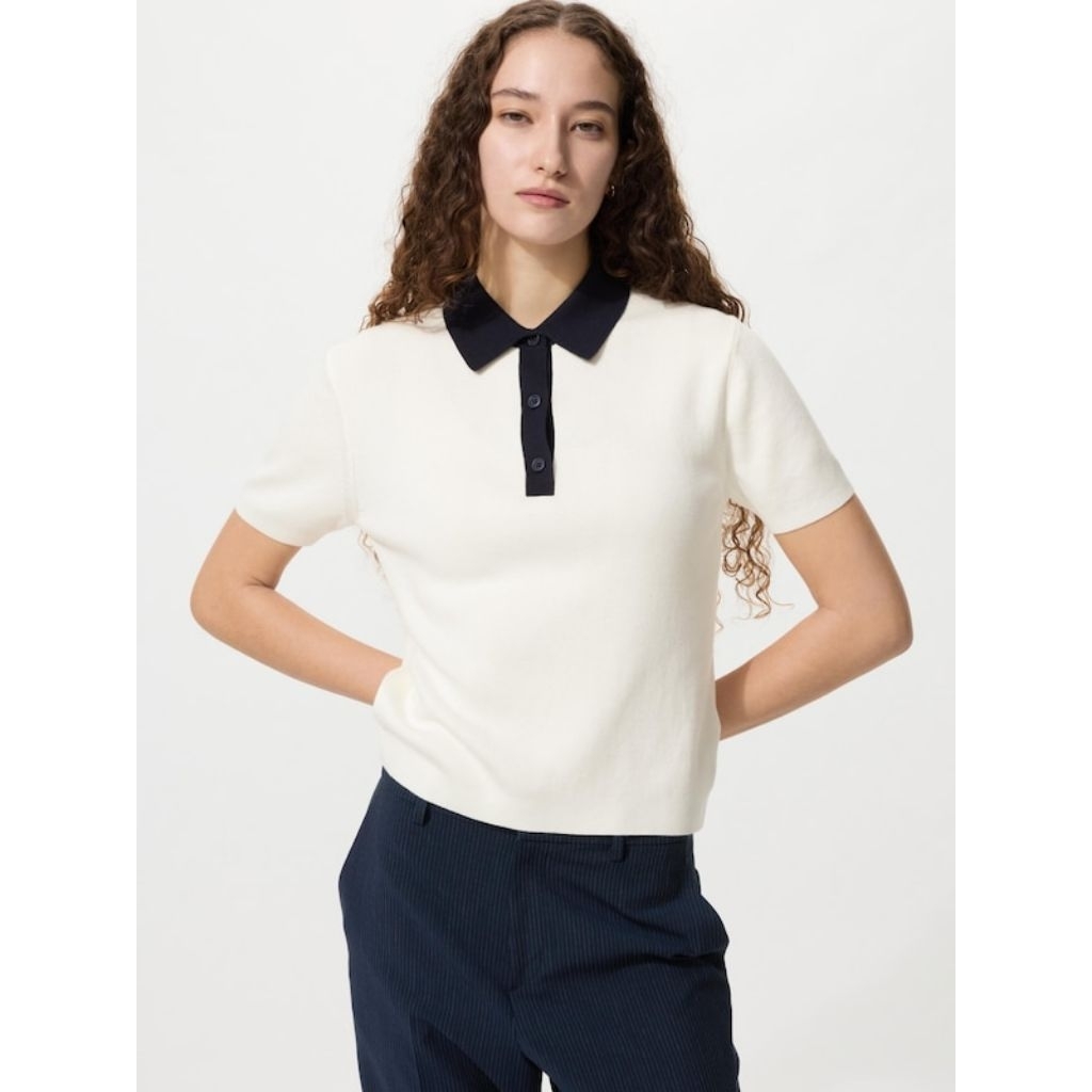UNIQLO Sweater Polo Rajut Lengan Pendek ORIGINAL