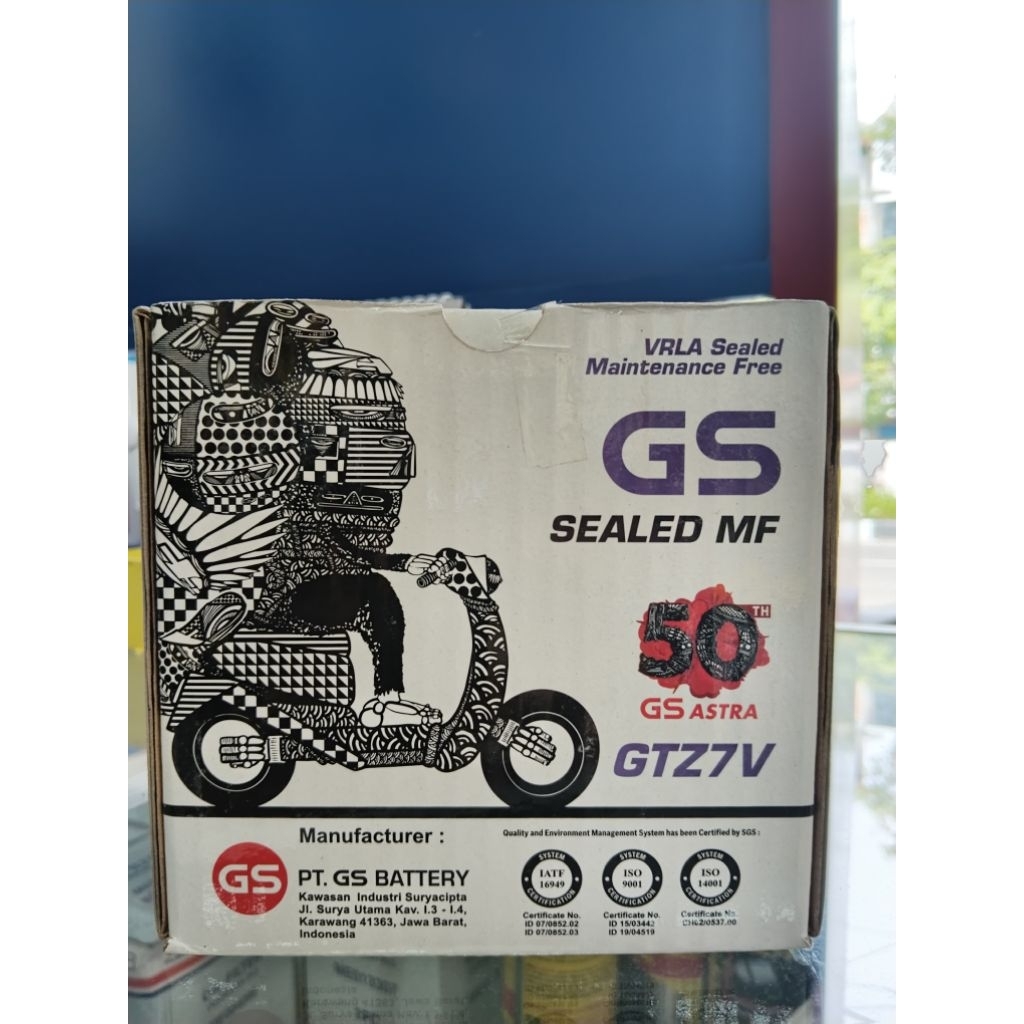 AKI SEPEDA MOTOR GS MF GTZ7V 12V 6Ah