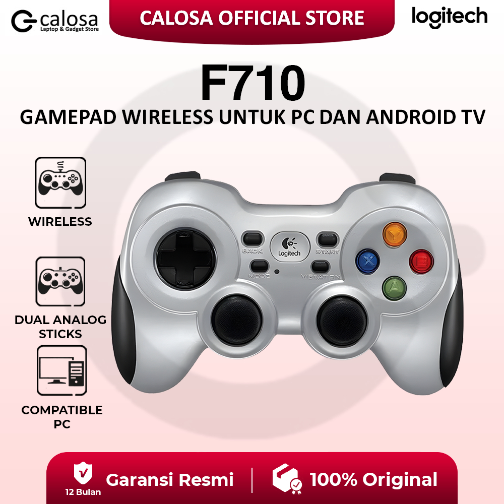 Gamepad Logitech F710 Wireless Original Joystick PC Receiver USB Dual Vibration Nyaman & Responsif