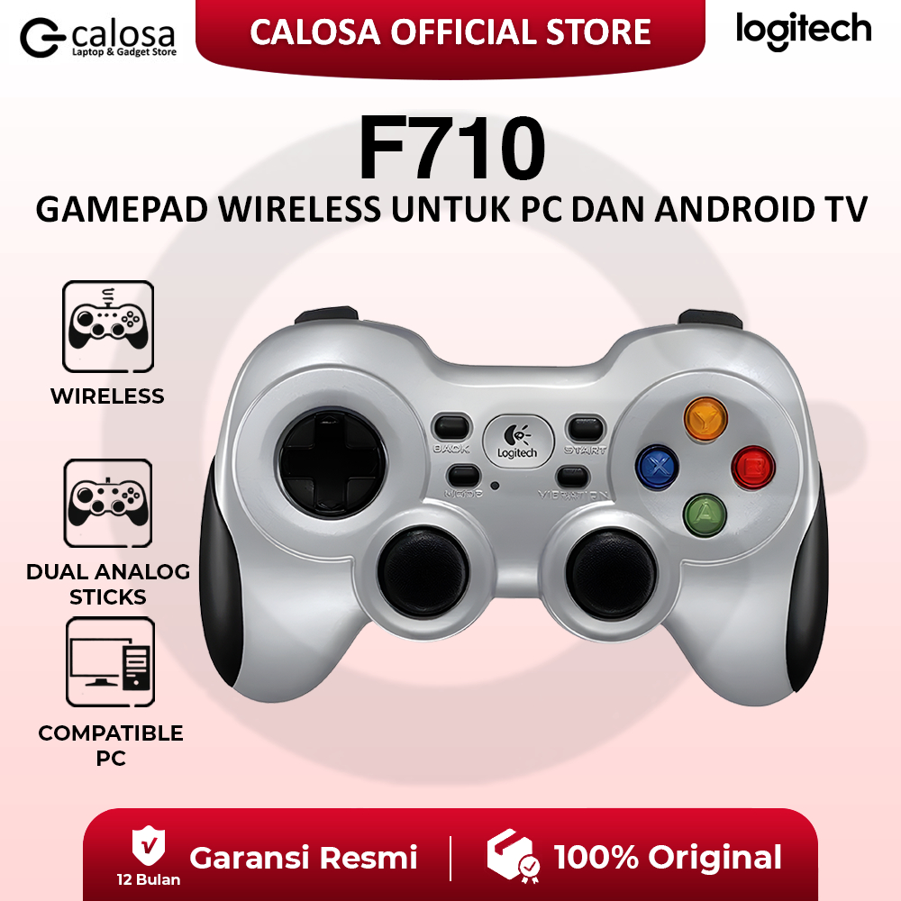 Gamepad Logitech F710 Wireless Original Joystick PC Receiver USB Dual Vibration Nyaman & Responsif