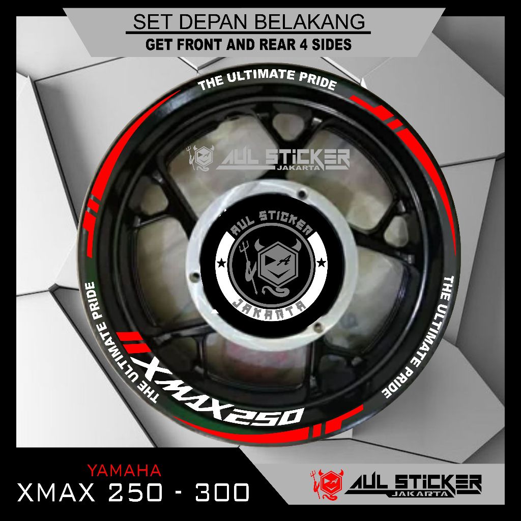 STICKER VELG ( 0065 ) YAMAHA XMAX 250 - 300  set DEPAN BELAKANG