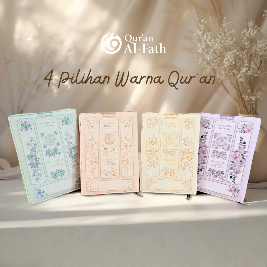 Al Fath - Alquran Custom Nama Floral Zipper Exclusive Hafalan Lengkap Terjemahan Perkata Blok Warna 