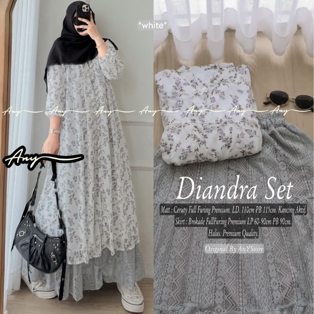 Diandra set setelan tunik dan rok wanita dewasa premium quality