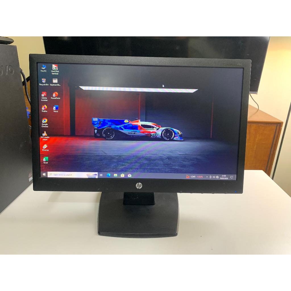 Monitor PC LED 19,20,22 Inch Wide Lenovo HP Dell Full Set Kabel Siap Pakai