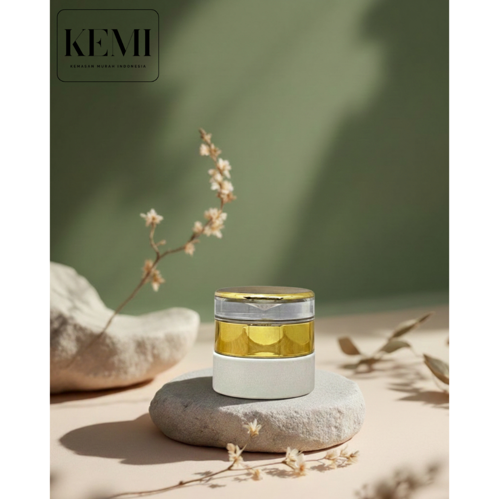 KEMI.ID - Jar Kaca 20gram Jar White and Gold 20gram Pot Krim Kosmetik