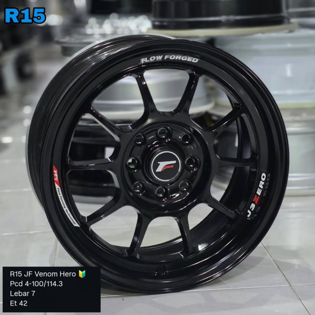 velg racing jf venom hero ring 15 pcd 4x100/114 lebar 7 et 42 untuk brio yaris swift agya jazz mobil