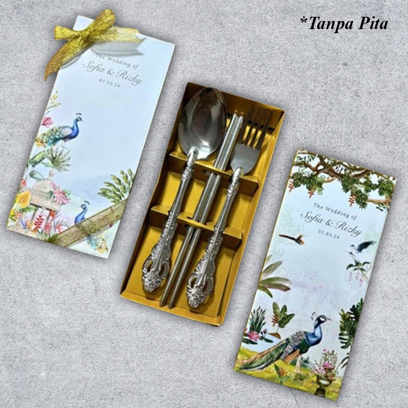 souvenir sendok set wayang stainless / sovenir sendok garpu sumpit stainless tebal murah malang
