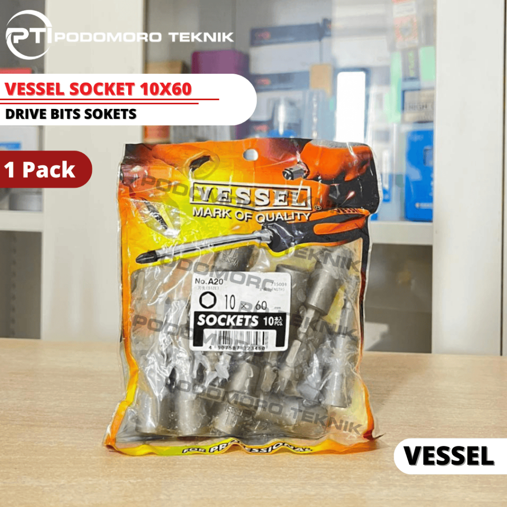 Socket Bit Mata Obeng A20 10X60 / Sock Bit Vessel A20 / Soket Bit Vessel Japan Original 10 PCS
