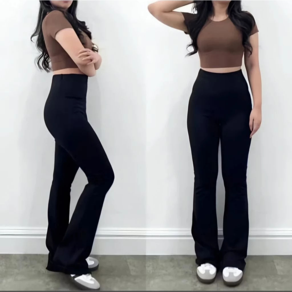 Celana Panjang Cutbray Scuba Highwaist Wanita Premium - Celana Flare Scuba Kulot Cutbray