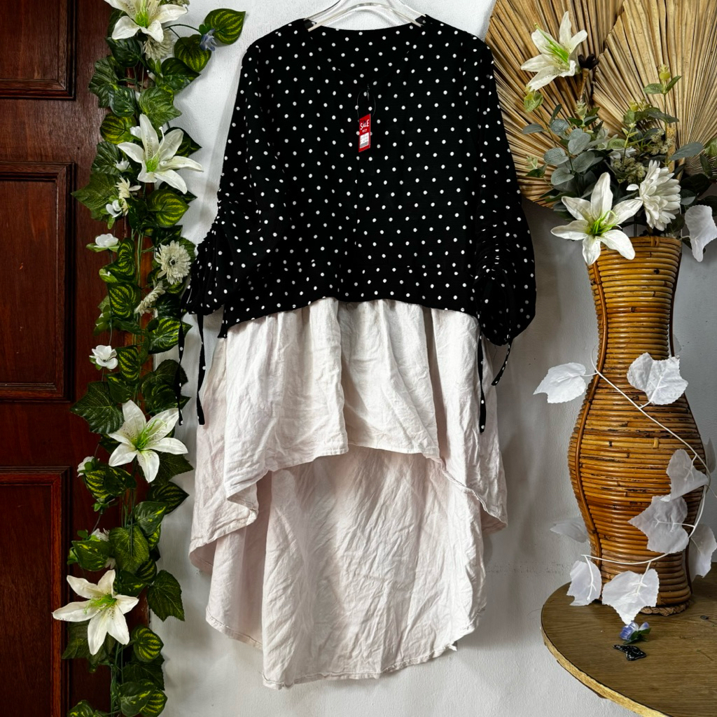 Tunik Penguin Hitam Putih Polkadot