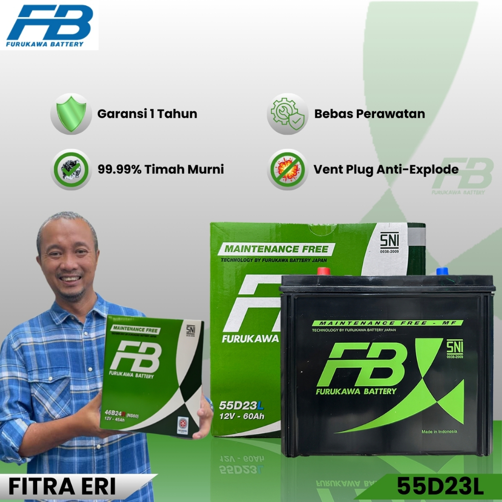 Furukawa Battery / FB Aki Mobil Wuling Alvez 55D23L 12V / 60Ah - Aki Kering