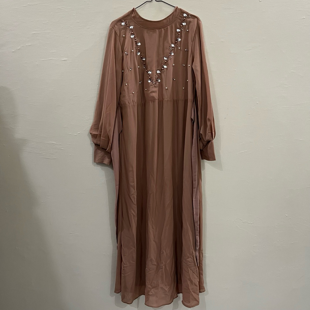 pl gamis kondangan lebaran warna coklat milo