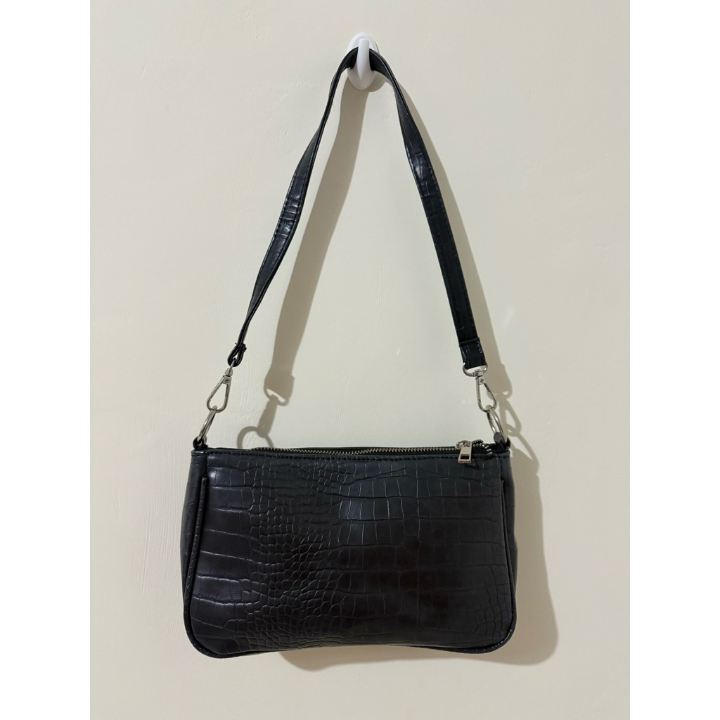 zara croco shoulder bag