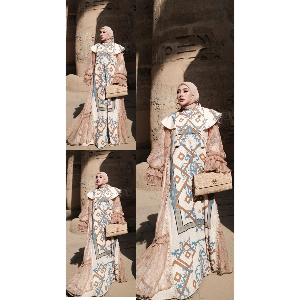 Dress nude brokat mewah shella saukia