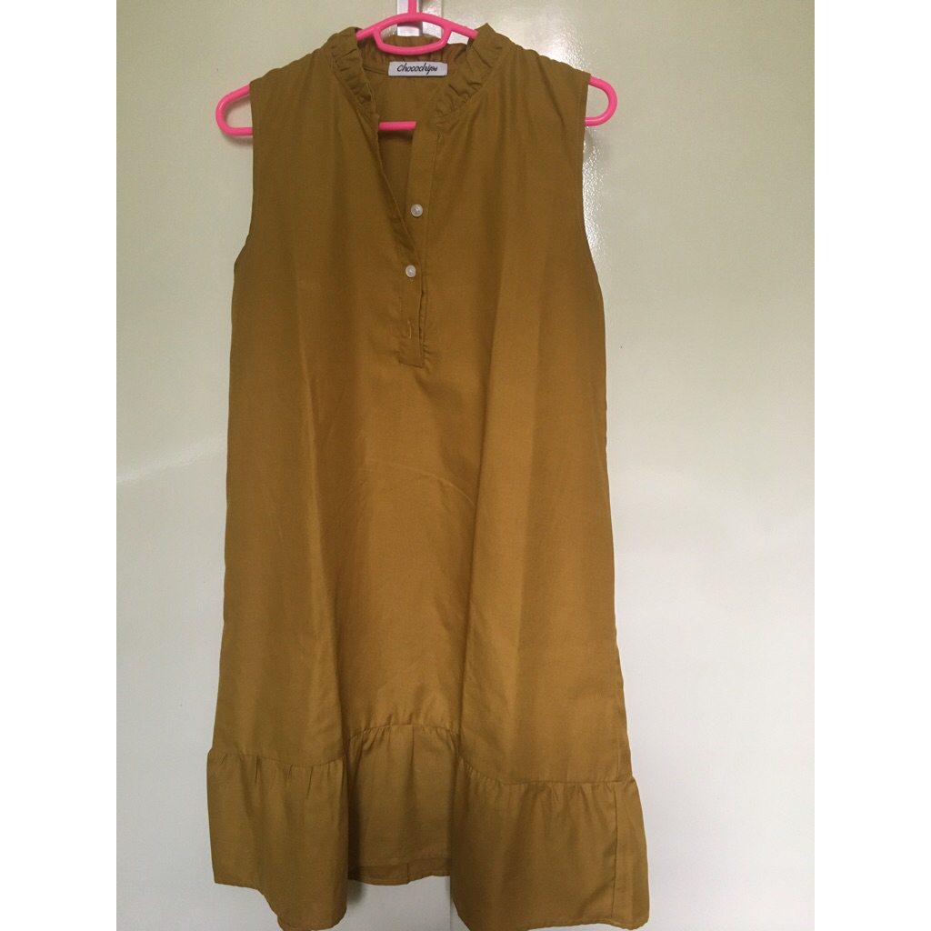 Preloved Rok Santai tanpa lengan mustard kuning