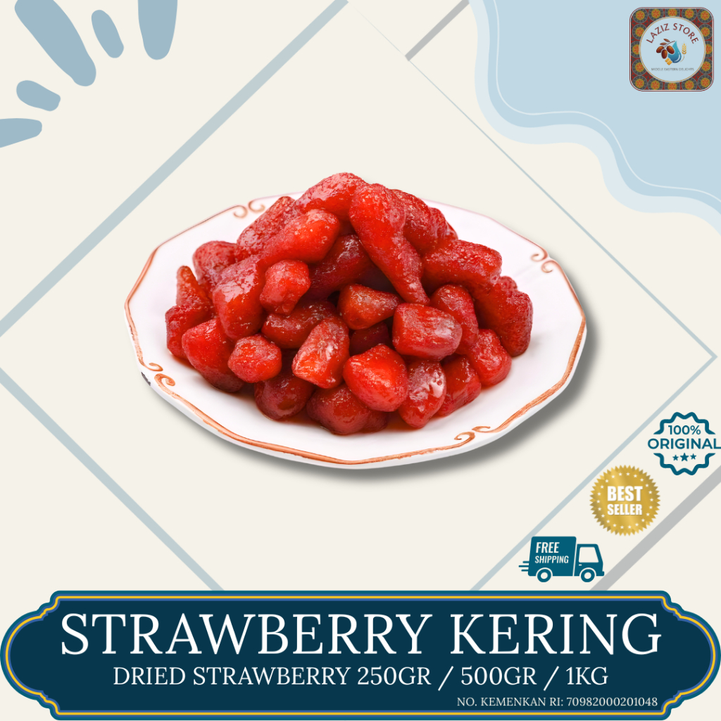 Manisan Strawberry Impor | Buah Kering Premium | Snack Sehat & Lezat 250g | 500g | 1kg