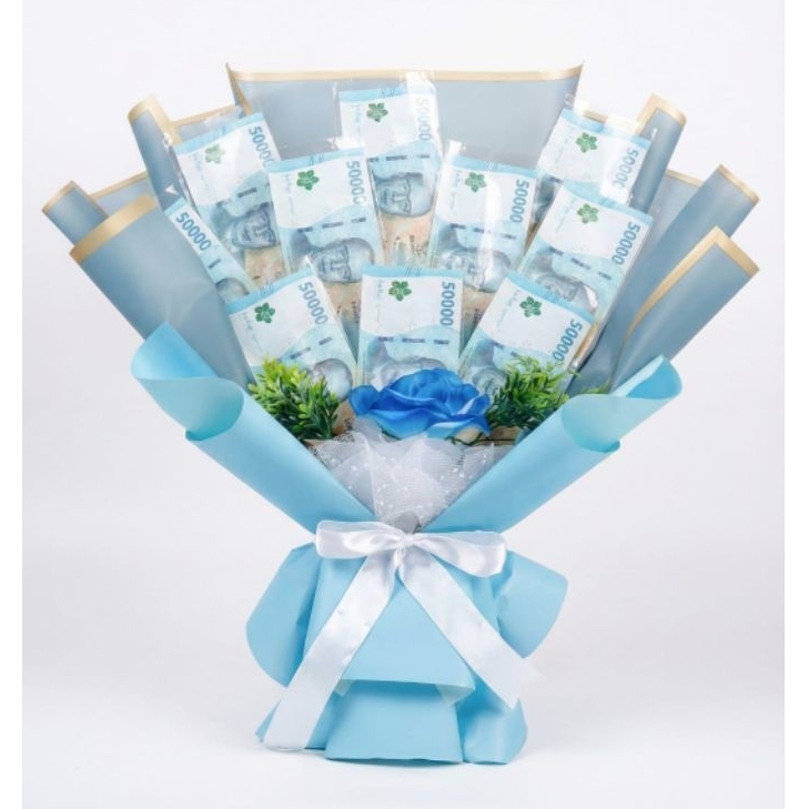 [AE] BUKET UANG 10 LEMBAR + BUNGA | Buket uang kosong +bunga (kirim hari ini ) buket isi 10 lembar /