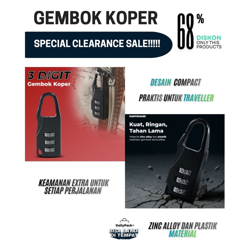 Gembok Koper Kecil Anti Maling Safety Lock