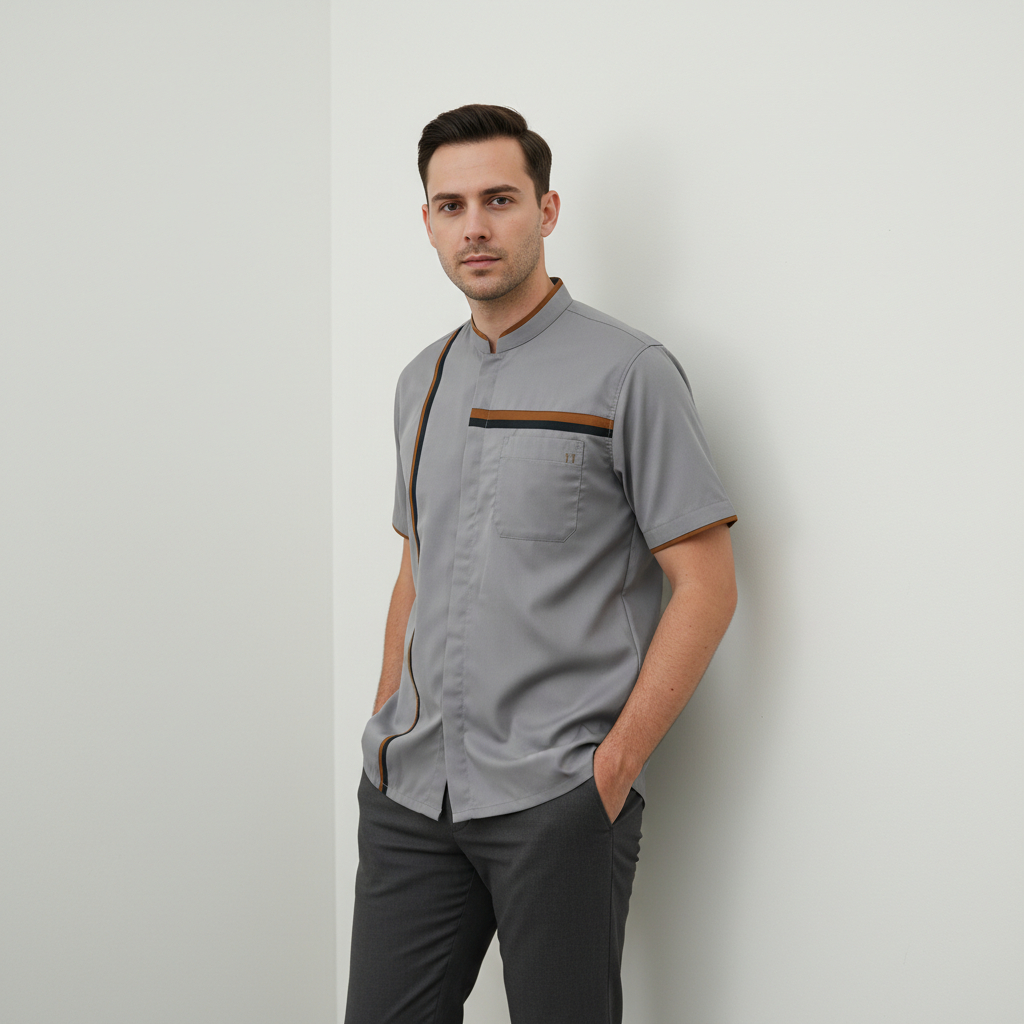 Ereste Koko Moza Pria Lengan Pendek Abu-abu