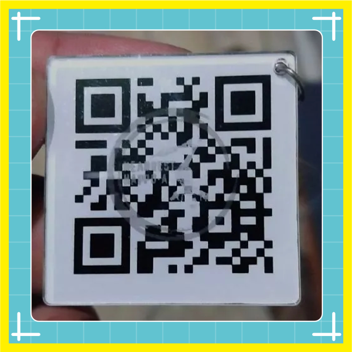 Gantungan Kunci QR Code Akrilik Tebal bisa Request Barcode, Stiker print 2 Sisi Bisa Dengan Logo 4cm