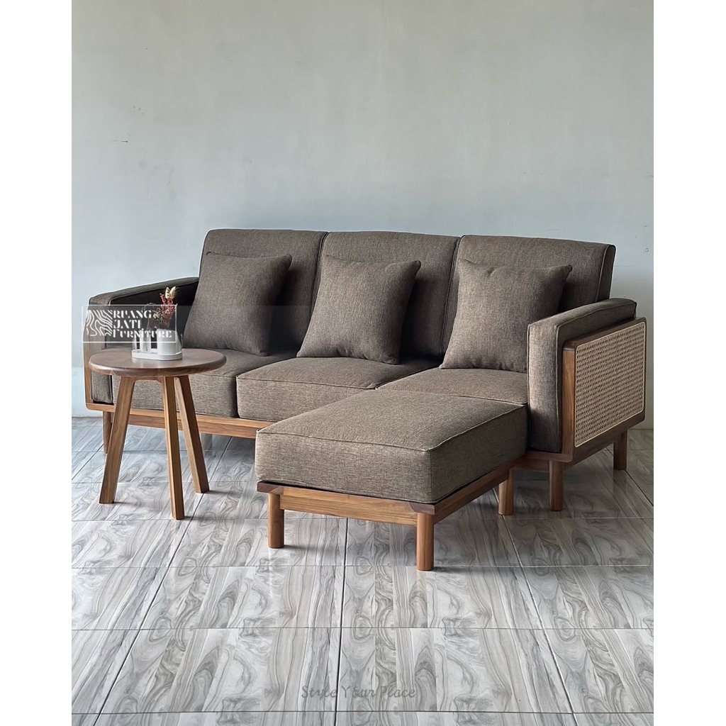 sofa L aestatic / sofa rottan jati /sofa jati minimalis /sofa jati murah