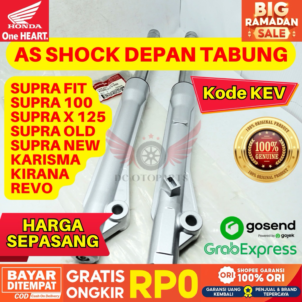 KEV AS SHOCK DEPAN TABUNG SEPASANG KIRI KANAN SUPRA 100 ORIGINAL AHM HONDA, AS SHOCK DEPAN TABUNG SU