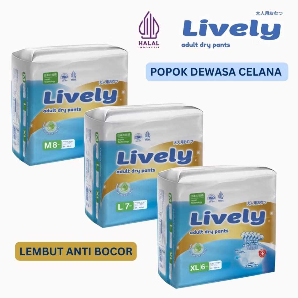 LIVELY Popok Celana PANTS dewasa adult diapers murah promo