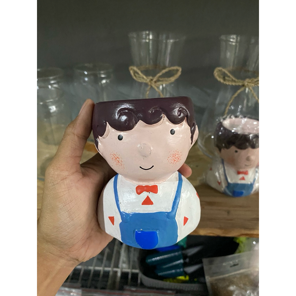 Pot gerabah karakter - pot gerabah boneka - KHUSUS INSTANT