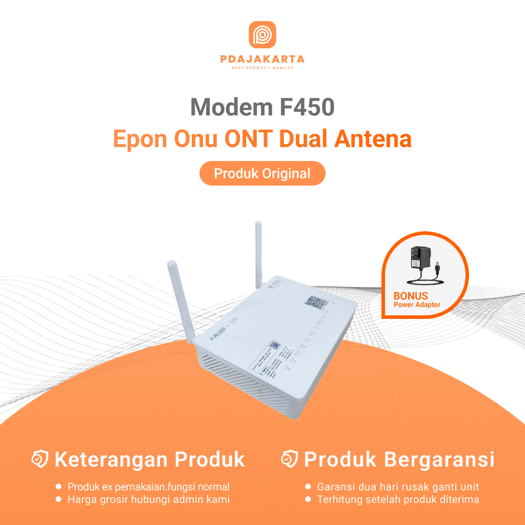 Modem ZTE F450 V2/V3 Epon Onu ONT Dual Antena | Modem Bekas Original Bonus Adaptor